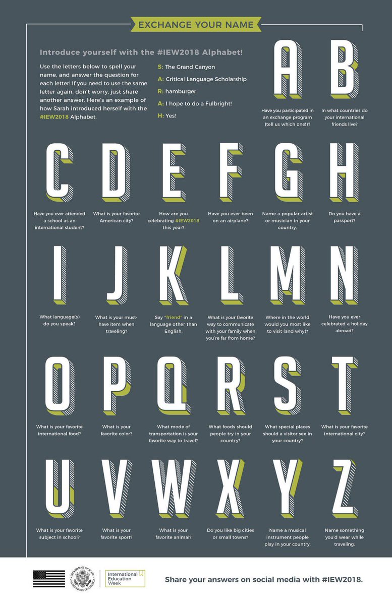 Preséntate con el alfabeto de #IEW #EducationUSA