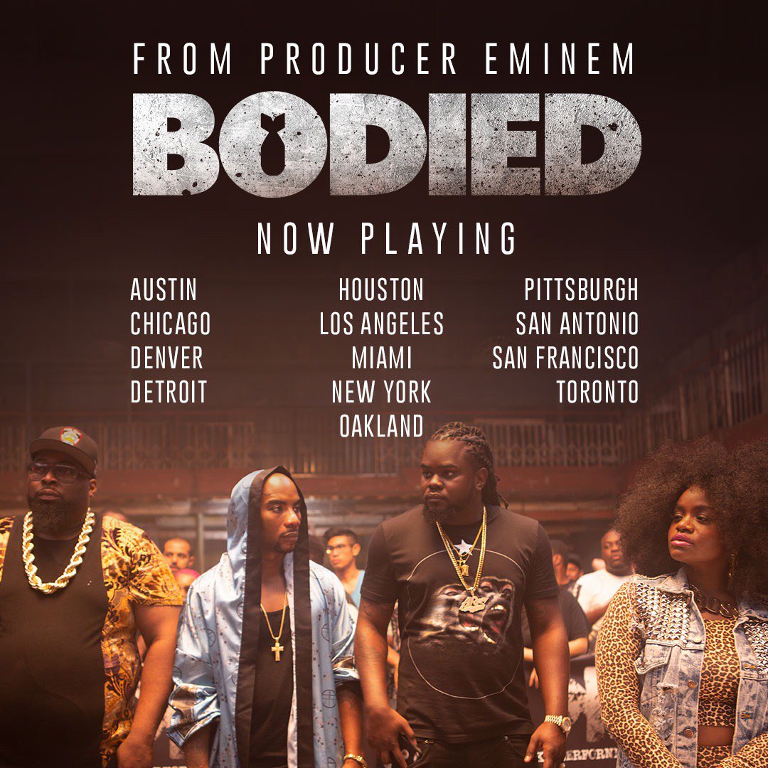 From producer <a href="/Eminem/">Marshall Mathers</a>, #BodiedMovie is "the most subversive movie about hip hop ever made" (<a href="/Indiewire/">IndieWire</a>). See it this weekend in select theaters. Get tix: bit.ly/bodiedtickets
