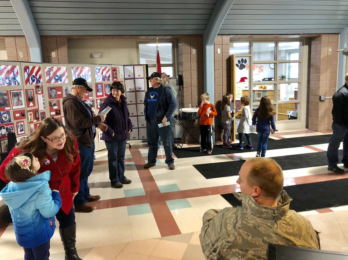 KVKPS's tweet photo. Today was a special day at KPS as we honored our Veterans!  We welcomed well over 50 veterans for lunch as veterans enjoyed eating and visiting with their loved ones that are KPS students.  

We are so thankful for our Veterans! https://t.co/nwXkOPSTRW