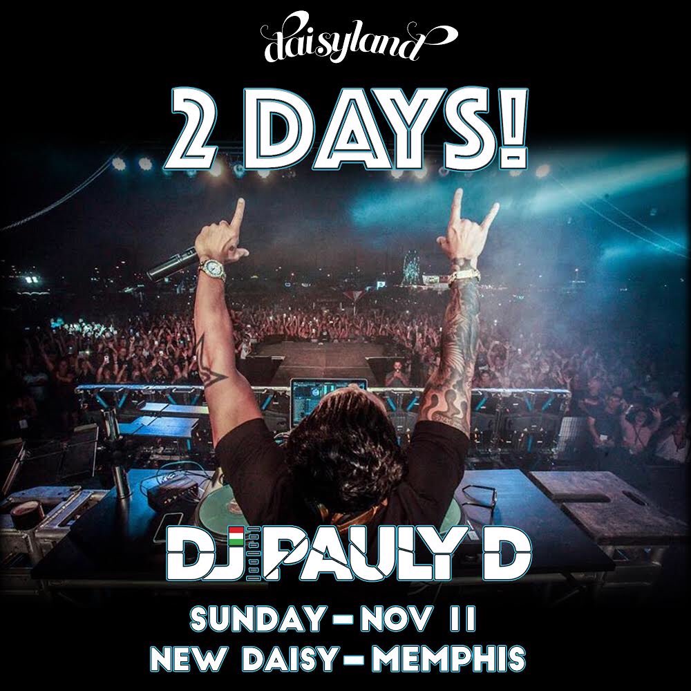 Two days until <a href="/DJPaulyD/">DJ Pauly D</a> gets the party going at Daisyland! Get your tickets now at NewDaisy.com 🎉 #DaisylandMemphis