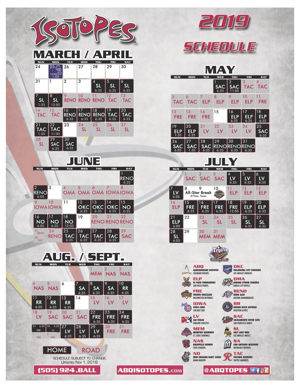 Albuquerque Isotopes Schedule 2022 Albuquerque Isotopes On Twitter: "It's Never Too Early To Start Planning  For 2019! ⚛⚾📅 Https://T.co/O76Inunnzu" / Twitter