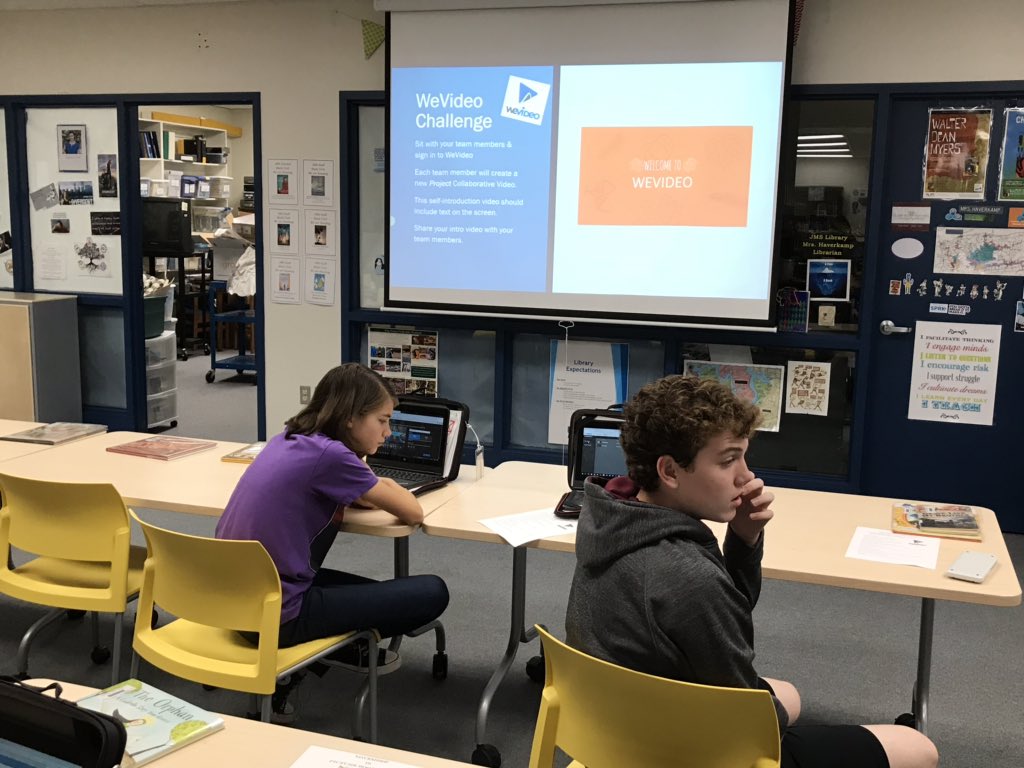 hhenderlight's tweet image. Kicking off a #PBL with 8th grade ELA @JMS_Eagles. Learning how to use @WeVideo through a student challenge this morning. #ConstructivistLearning #studentvideo #studentvoice