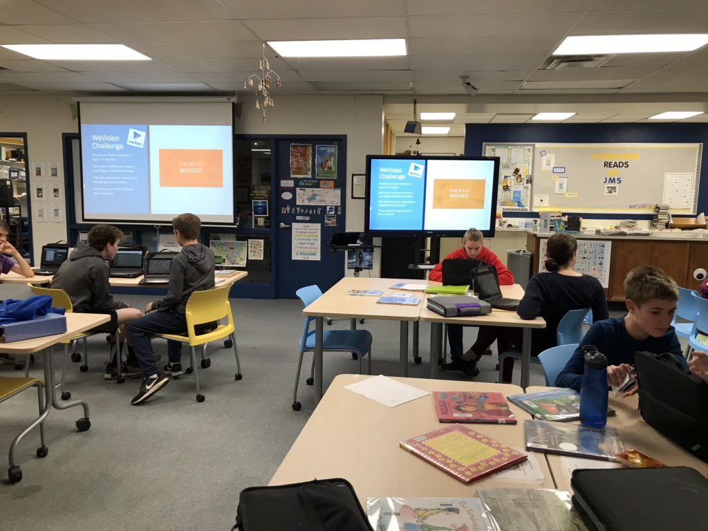 hhenderlight's tweet image. Kicking off a #PBL with 8th grade ELA @JMS_Eagles. Learning how to use @WeVideo through a student challenge this morning. #ConstructivistLearning #studentvideo #studentvoice