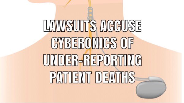 HOP_Law's tweet photo. Cyberonics is accused of under-reporting patient deaths involving the company’s VNS Therapy System for patients with epilepsy or depression.

https://t.co/CZREM8ElsO

#cyberonics #vagusnervestimulation #vnstherapy #epilepsy #seizures #depression https://t.co/ZuorRvVSKT