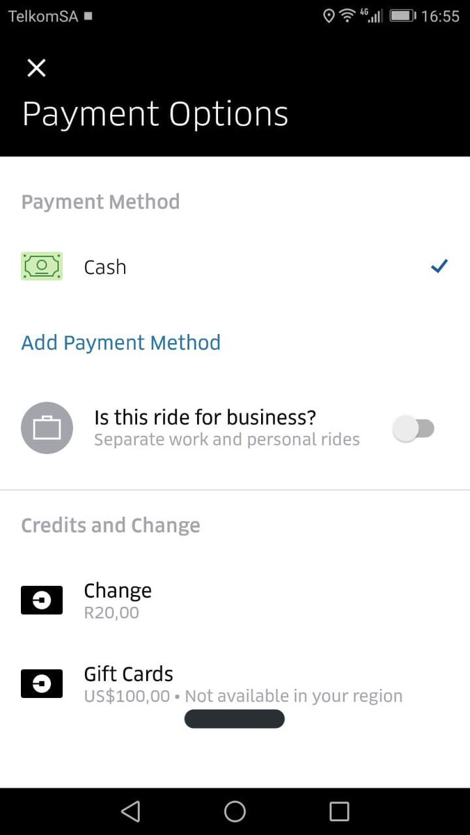 Uber gift card not available in your region