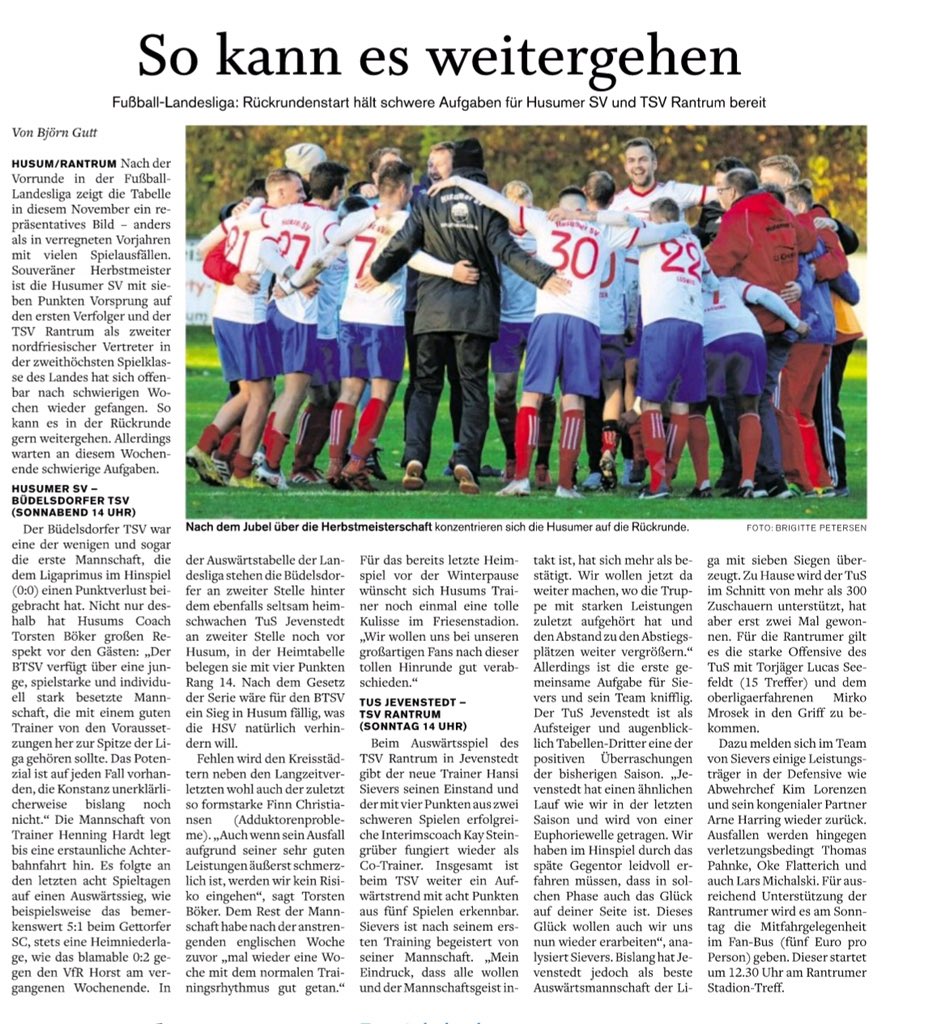 So kann es weitergehen mit der #HusumerSV #Rückrundenstart #HSVBTSV
