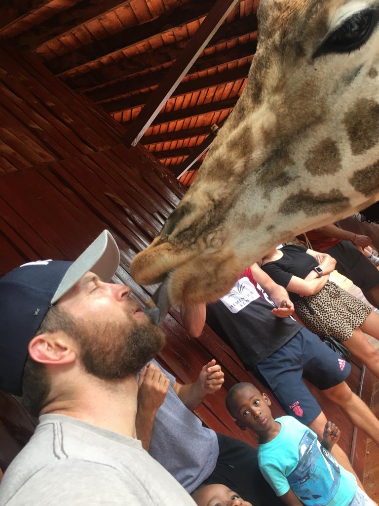 Our #Safari7s Captain Braam Venter @braamjan1 (plus giraffe) &amp; Co-Captains Josh Bassingthwaighte  and Frank Lawrance <a href="/KenyaHarlequins/">Quins</a> <a href="/WP_RUGBY/">WP RUGBY</a> <a href="/KenyaSevens/">Shujaa</a> <a href="/MatiesRugby/">Maties Rugby Club</a> <a href="/Blitzboks/">Springbok Sevens</a>