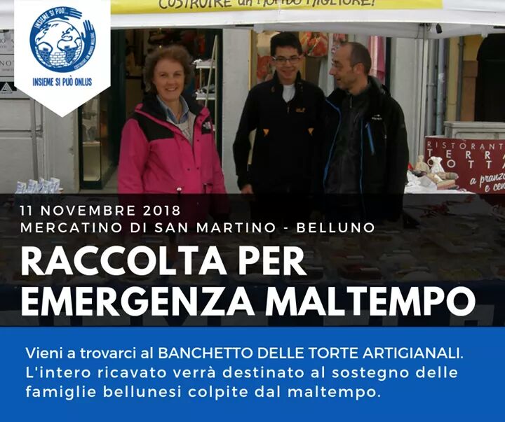 #InsiemeSiPuò RACCOLTA PER EMERGENZA MALTEMPO #Belluno #11Novembre