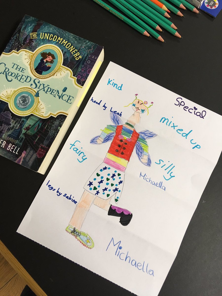 theforestbooks's tweet photo. Lively book club discussion of The Crooked Sixpence by @jenrosebell in @dlrLexIcon this afternoon. We talked worldbuilding, sibling relationships and created hobsmatched characters with exquisite corpse drawings. https://t.co/oQoeMLgr5r