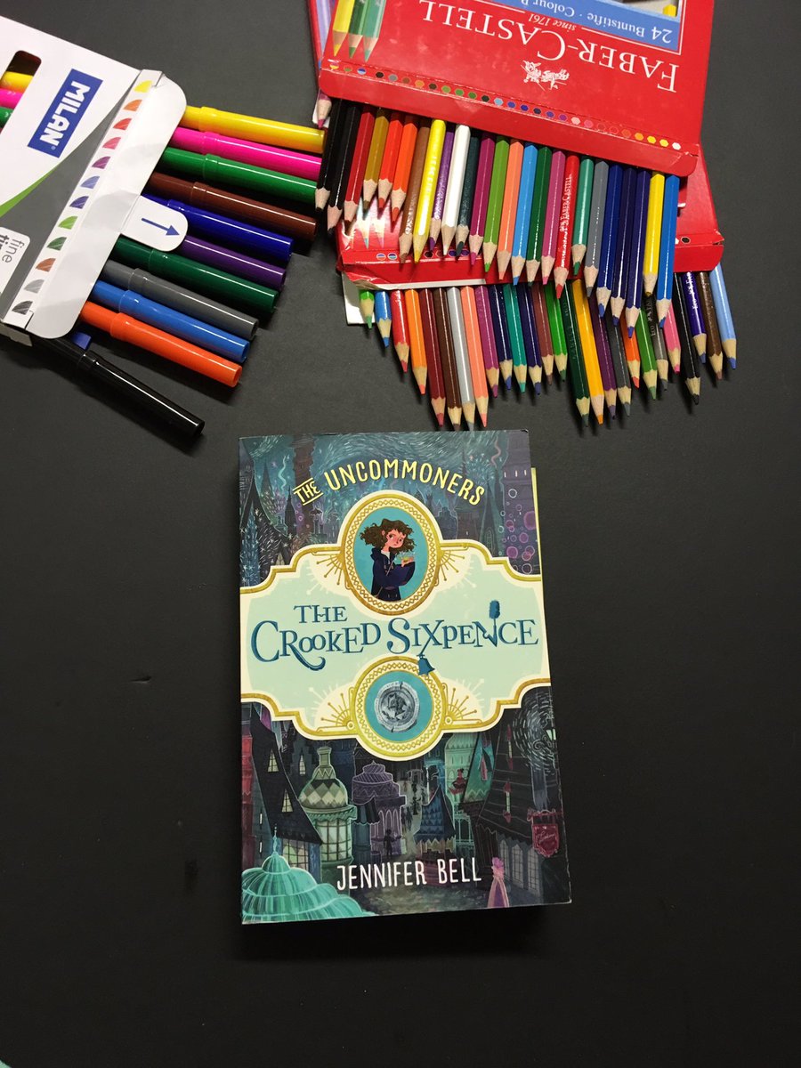 theforestbooks's tweet photo. Lively book club discussion of The Crooked Sixpence by @jenrosebell in @dlrLexIcon this afternoon. We talked worldbuilding, sibling relationships and created hobsmatched characters with exquisite corpse drawings. https://t.co/oQoeMLgr5r