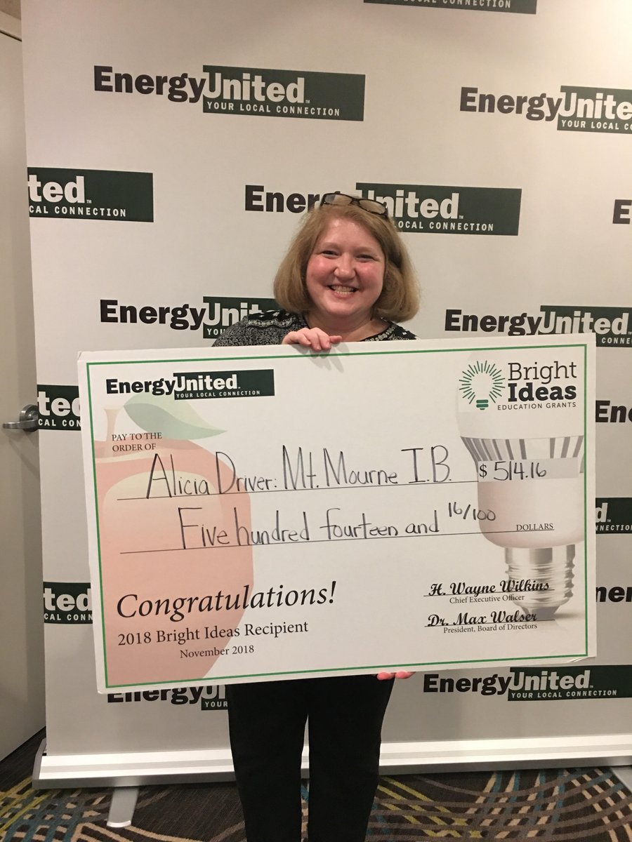 Congrats Mrs. Driver who was just awarded a grant to support a recycling program and a "Hurricane House" lab she does at <a href="/mtmourneschool/">Mt Mourne School</a>.  Thank you <a href="/EnergyUnitedEMC/">EnergyUnited</a> for supporting Mrs. Driver's innovation!