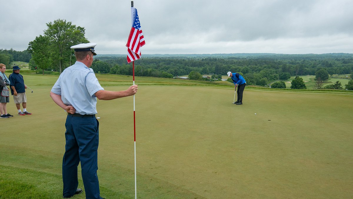 As we prepare to celebrate #VeteransDay this weekend, we bring you back to one of our favorite stories from the 2018 season, when @GreatHorseClub Operations Manager Tom Burzdak served as the #MassOpen honorary flagstick attendant. Read: bit.ly/mass823golf #MassGolf