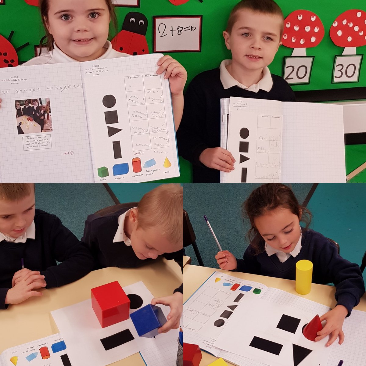 MrsDunne1's tweet photo. Year 1 enjoyed learning a 3D shape poem today to help us remember the names. We became shape detectives predicting and finding out which shadow was for each 3D shape! @Year1MrsRob @GrangePriHead @GrangeMissA https://t.co/OPf4ZPcpaN