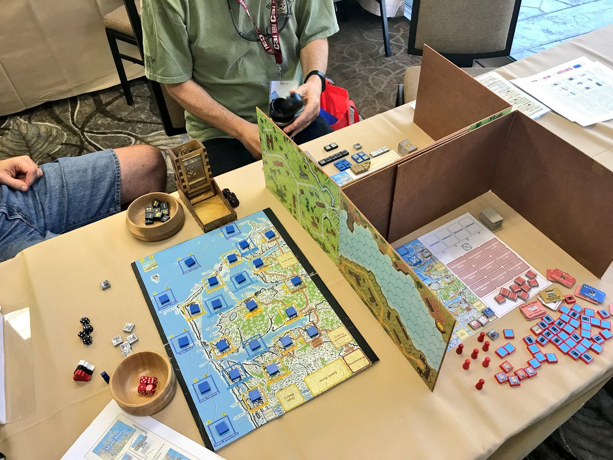 moesgametable's tweet image. Checking out @Volko26 Hunt for Blackbeard from @gmtgames this morning at #SDHistCon. Meatier than you think at first glance. Fast game that poses unique problems for pirates &amp;amp; hunters w/ variable ways to solve. If you like smart cat &amp;amp; mouse play, well worth doing the P500 IMO. 👍🏻