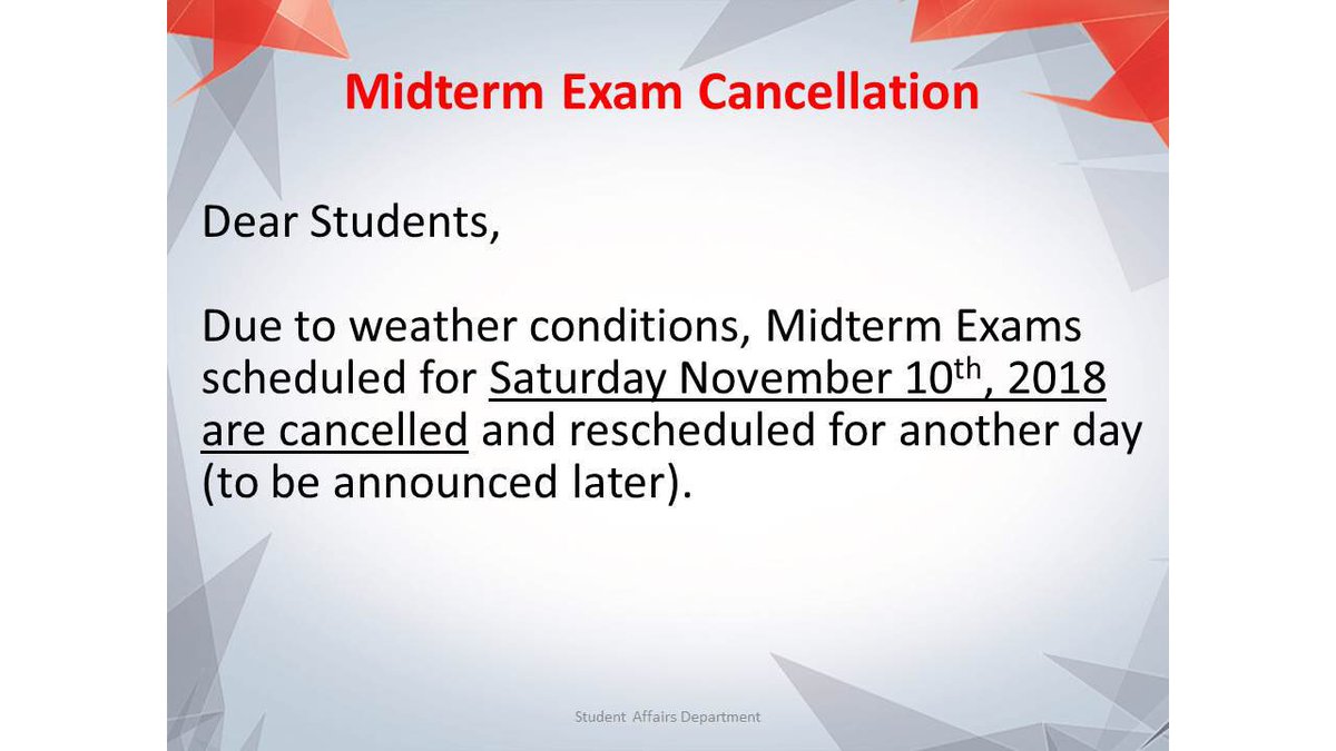 Almaroun_acm's tweet image. تم إلغاء الإمتحانات في يوم السبت :