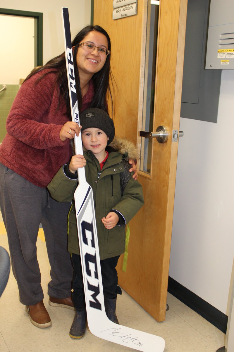 tbcschools_STJD's tweet image. A big thank you to @CarterHutton for donating a grand prize for our Dance-a-thon!  We had one excited little boy who won the autographed goalie stick!!!!  @BuffaloSabres @NHL #StJudeEagles #TBCDSB