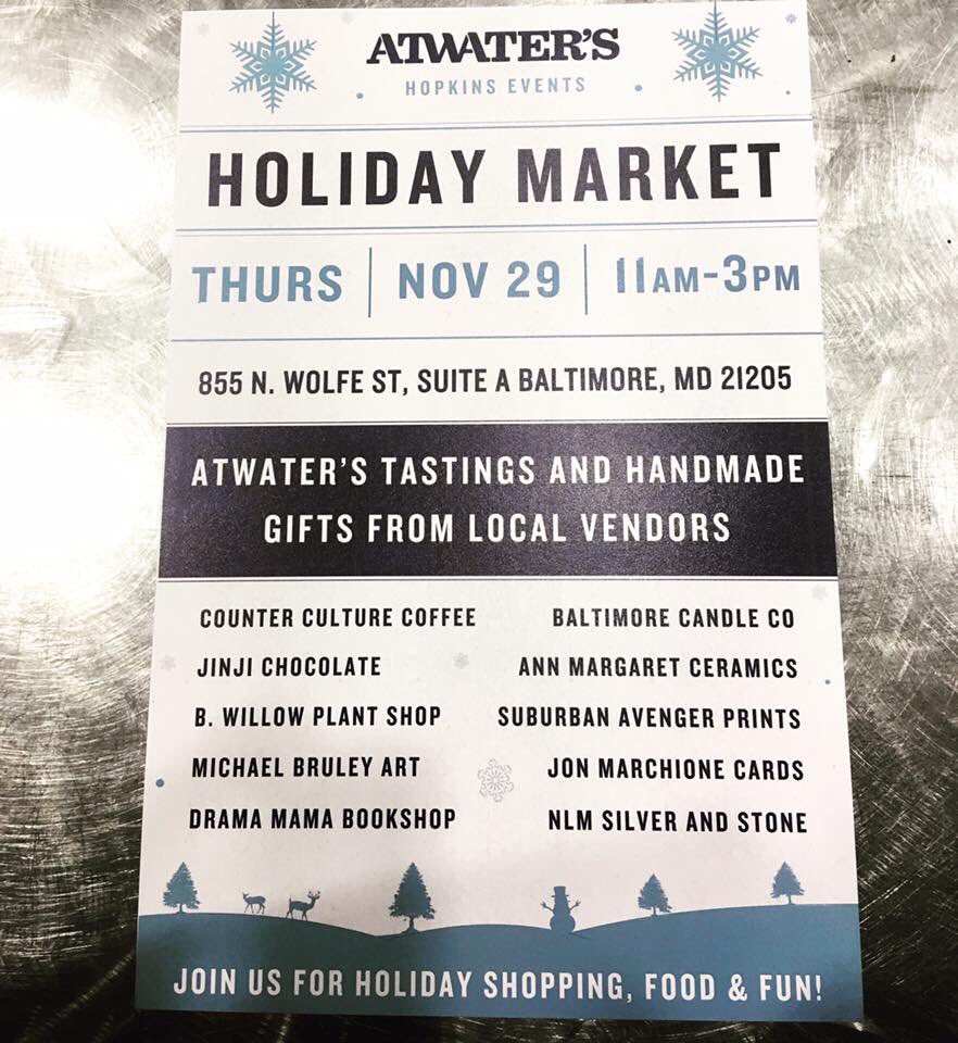 #HolidayMarket <a href="/AtwatersFood/">Atwater's</a> <a href="/HopkinsMedicine/">Johns Hopkins Medicine</a> November 29, 11am-3pm!