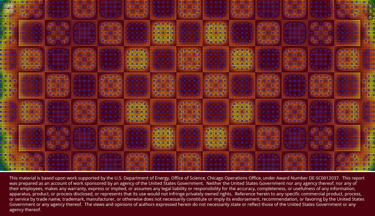 Kitware's tweet image. Here&apos;s a preview of what we will show at #SC18 booth 3735. These visualizations present the layout of pin power in a #nuclear reactor core with different color tables/states. #RenderedInParaView 5.6 #hpcinspires