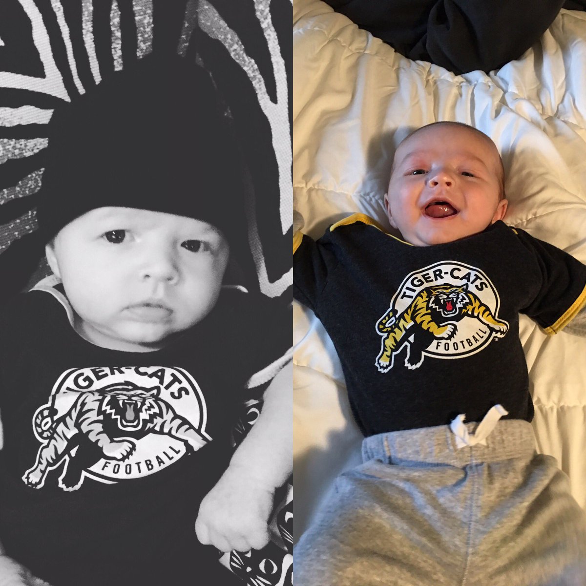 On the right regular season game. On the left someone is serious about playoffs @Ticats #WEARBLACK