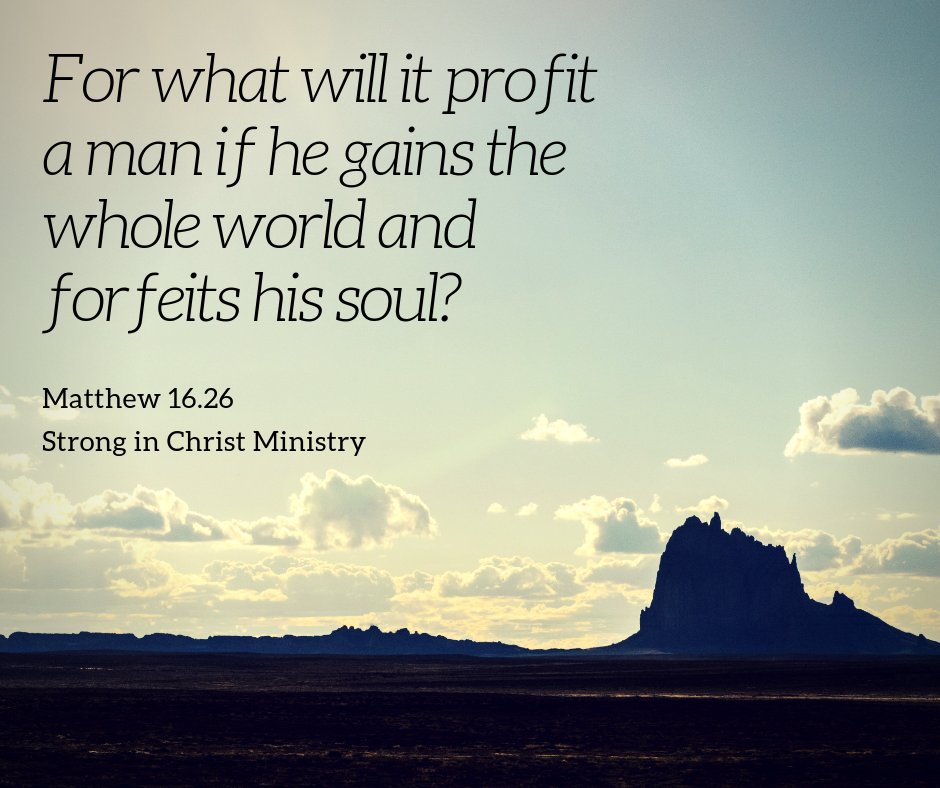 strongin_christ's tweet photo. For what will it profit a man if he gains the whole world and forfeits his soul? Matthew 16.26 #StronginChrist #SavedbyGrace #ThroughChristAlone https://t.co/WQDGwsVA87