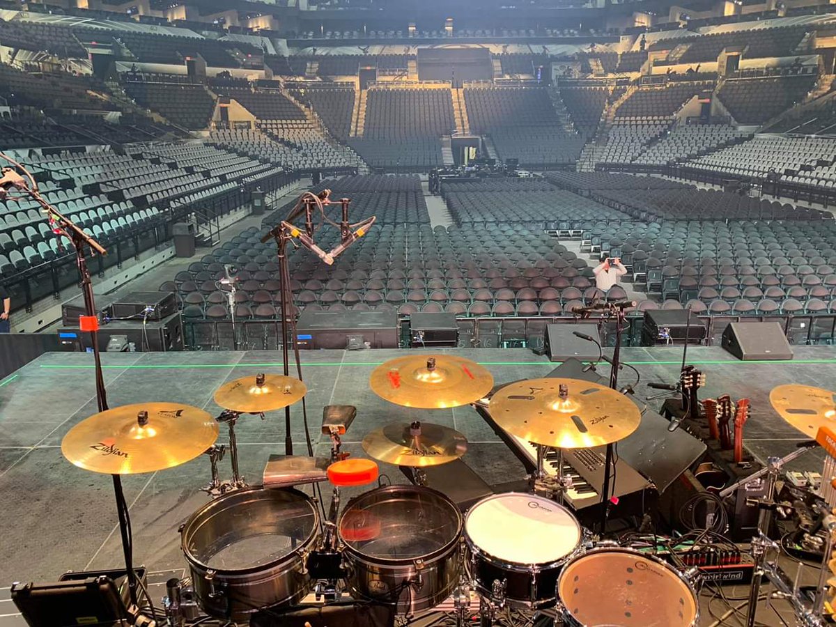MarcAnthonyBand's tweet photo. @JessieCaraballo In San Antonio. Performing tonight at the At&t Center with Marc Anthony. #AllGod #Grateful #Drummer #Percussionist #pearl_drums #zildjiancompany #vicfirth #ctmonitors #aquariandrumheads #drumdots @attcenter #attcenter #MarcAnthony https://t.co/FML2BSq4LO