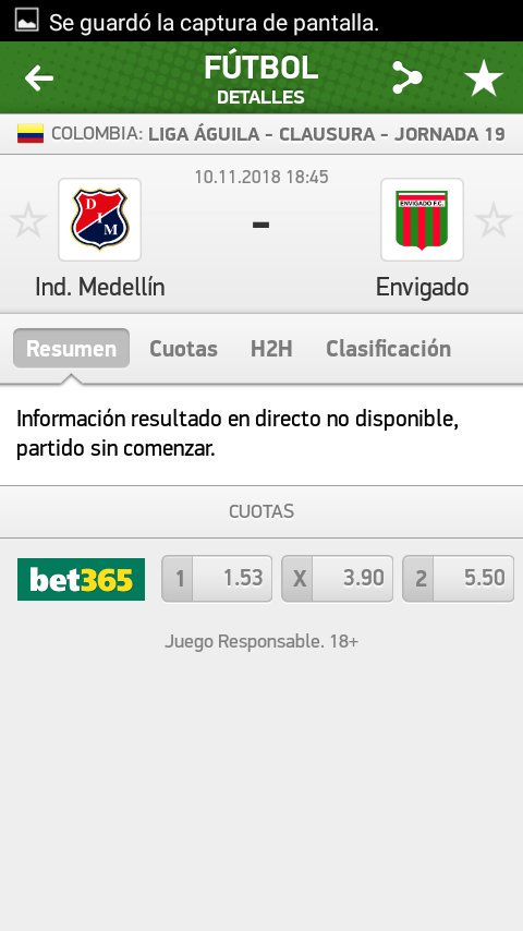 Apuesta #92
10/11/2018

Liga Colombia
Once Caldas vs Petrolera
Ind. Medellin vs Envigado

• Pick: Gana Once Caldas e Ind. Medellin

• Cuota: 1.99

• Inversion: $30 dolares

#Tipster #ApuestasRecomendadas #FreePicks #ApuestasDeportivas