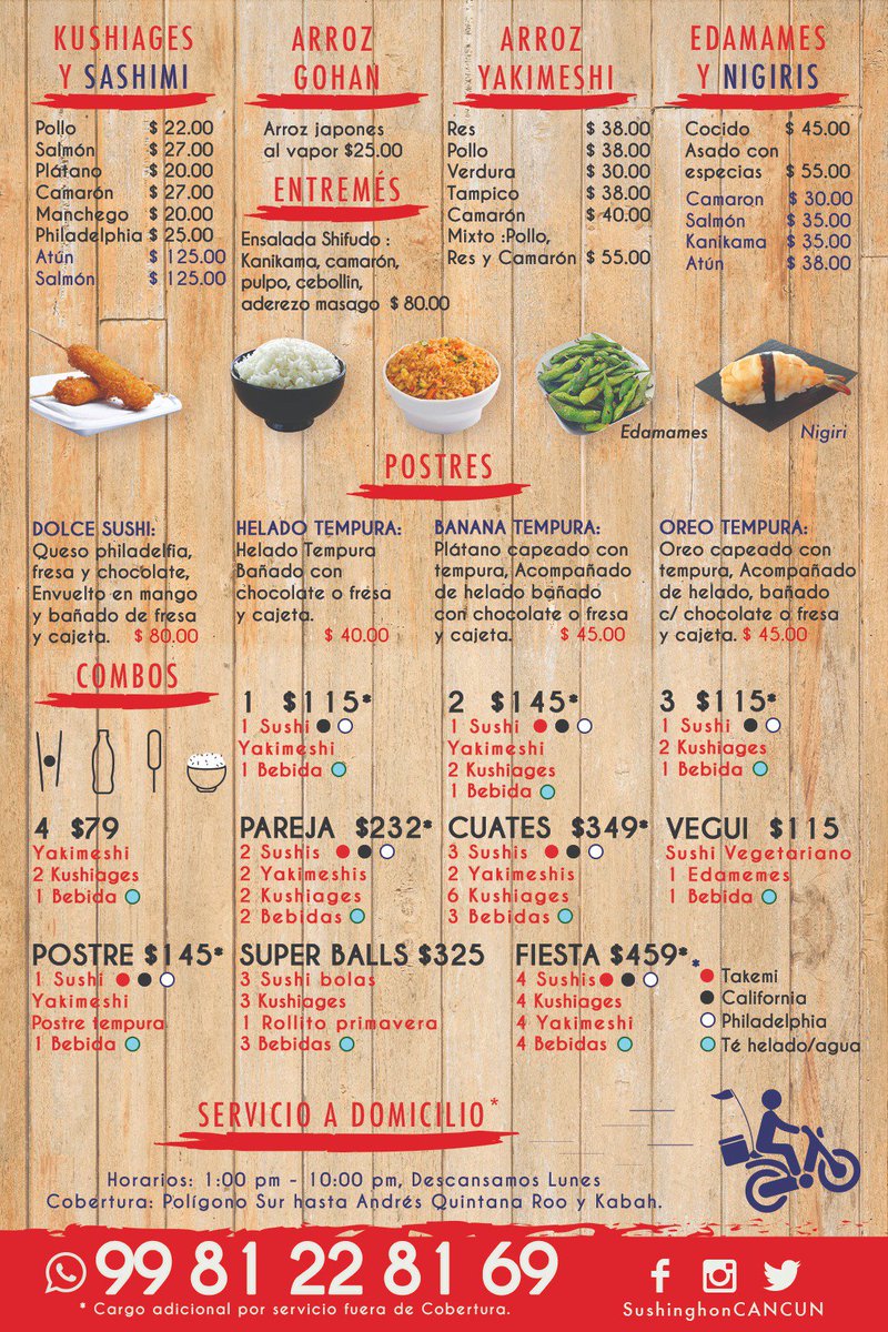 Sushinghon's tweet photo. Excelente fin #Sushinghoners
Les compartimos nuestro menú actualizado!

A entrarle que ya es #findesemana !!!😜

#YoSoYSushinghon
#SushinghonCancun
#Sushinghon
#HoyComoSushi https://t.co/fxrQPTpKVC