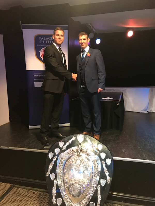 First team skipper Nick Wilkinson beinh presented with the Palace Shield from Luis Reece at tonights Palace Shield awards dinner #champions