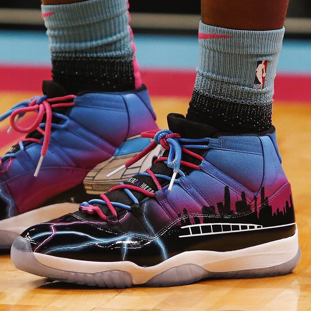 B/R Kicks on X: .@Bam1of1 wearing a custom “Miami Vice” Air