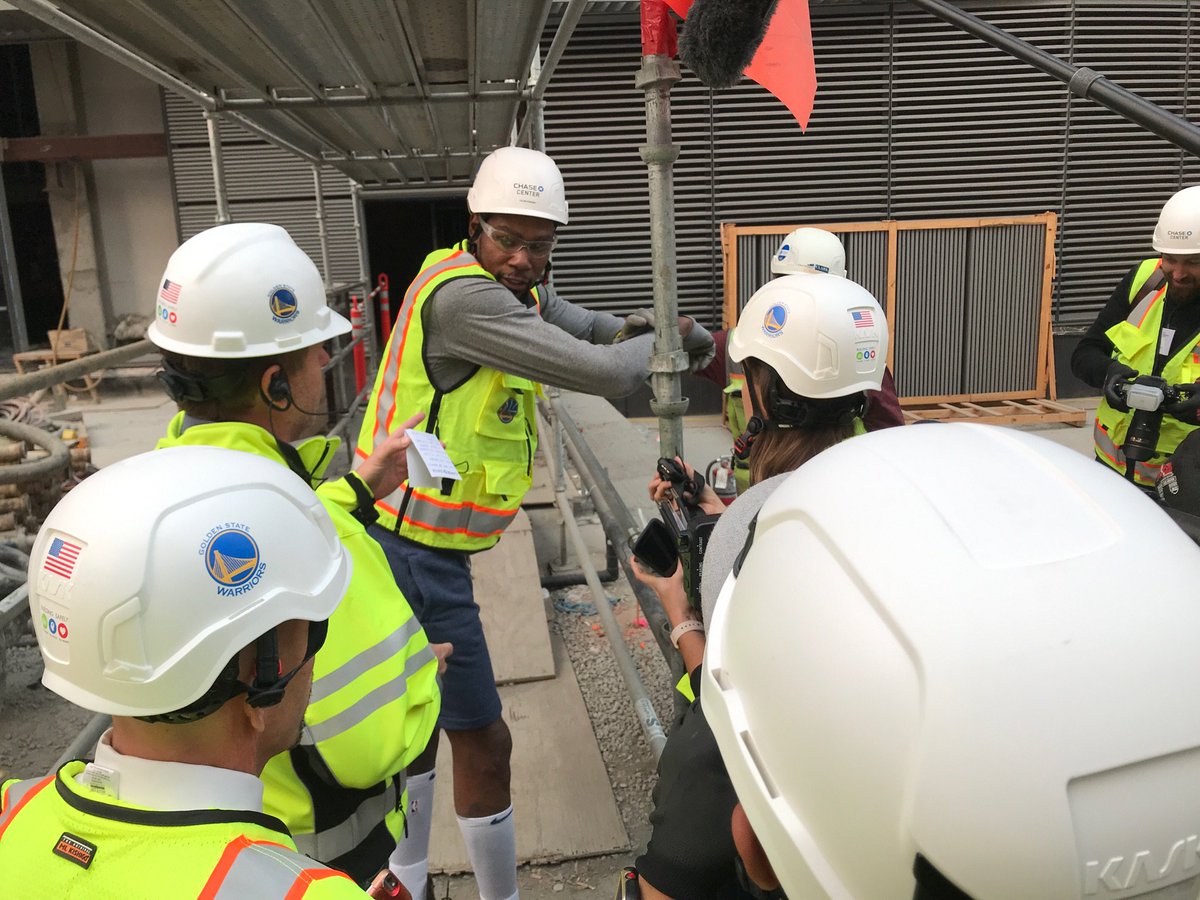NickFriedell's tweet image. Kevin Durant serving as Chase Center tour guide today.