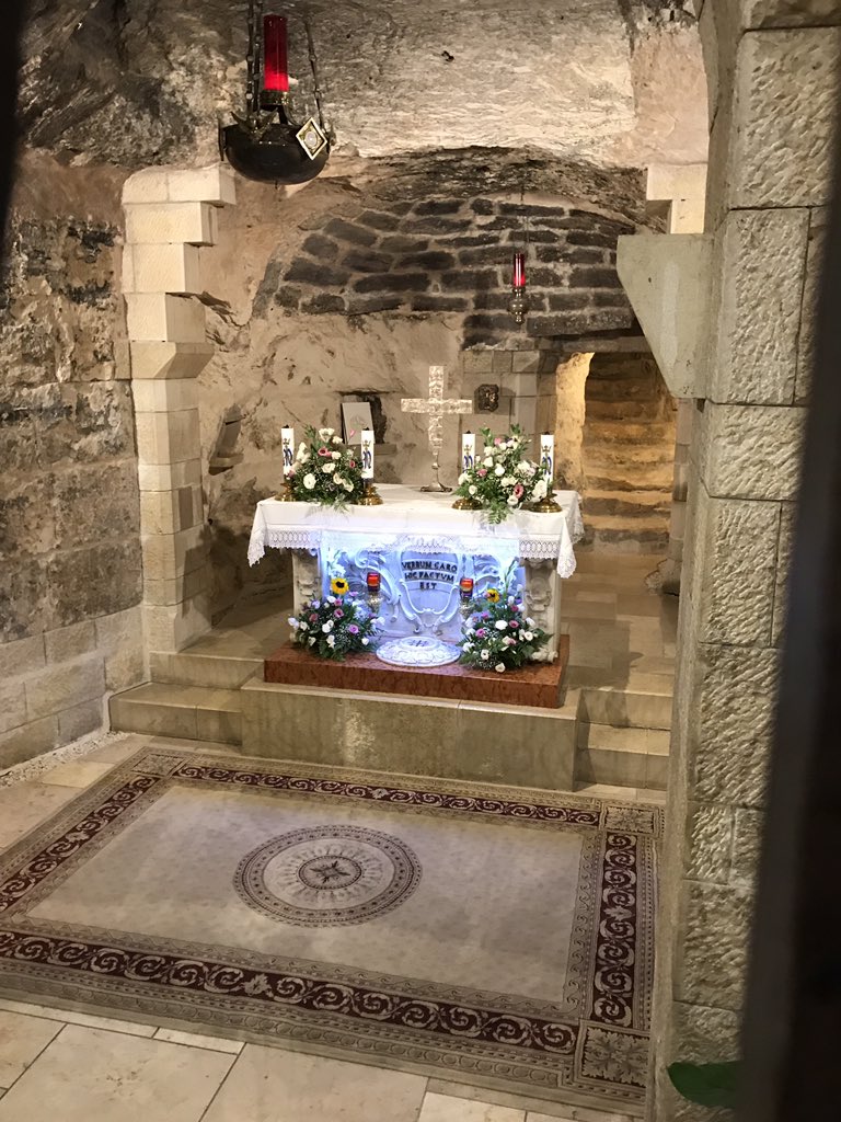 StPatSch's tweet photo. Another great day for @PadreBrian and Flat St. Pat!  They have been to the site of the Annunciation, the Carmelite Church, Mt. Carmel, and even found time for a cup of Joe! #flatstpat #stpatproud https://t.co/Z1l8zZcsHh