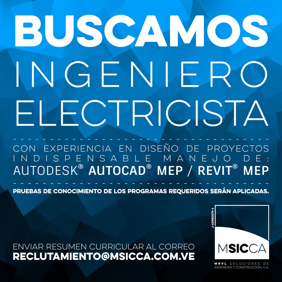 msiccave's tweet photo. Buscamos Ingeniero Electricista
con experiencia en Diseño de Proyectos
Indispensable Manejo de:
AUTODESK® AUTOCAD® MEP / REVIT® MEP
#ingenieriaelectrica #ingenieria #maracaibo #autocadmep #mep #revitmep #empleomaracaibo #electricidad #ingeniero https://t.co/zC5Gf6cTVx