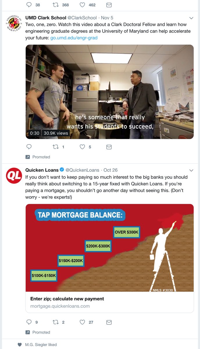 cheung's tweet image. 2 consecutive promoted tweets in the timeline. I see a clear path to profitability!