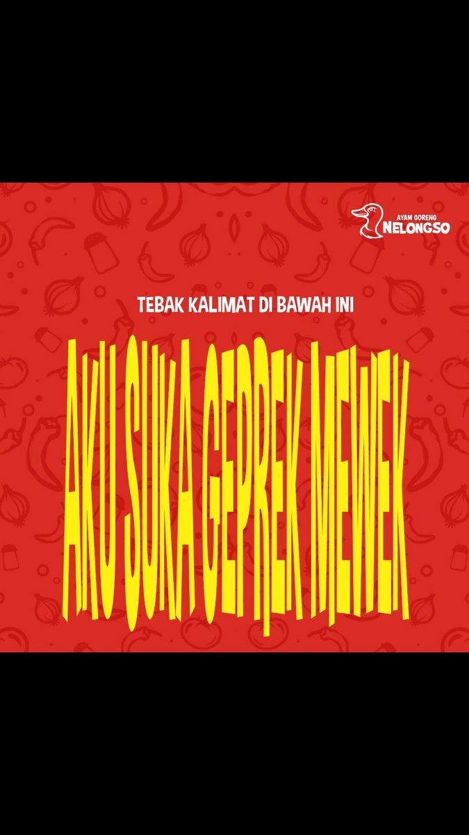 SeptyanDarussa2's tweet photo. Halo Nelovers.
.
Nene mau test seberapa tajam penglihatan kamu.
.
Apa ya bacaan pada kalimat diatas.
.
Buat Nelovers yang bisa tebak kalimat diatas
Langsung komen di bawah ya.
.
.
#NLGS
#MonggoKeNelongso
#AyoKeNelongso
#SemuaPernahKeNelongso 
#AyamNelongsoSidoarjo https://t.co/qwqBU6nxVV