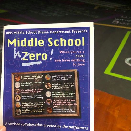 We saw  Darcy and Caitlin in the @HKISMS play 'Middle School Zero' on Friday (Kate crewed backstage).  Great job everyone!  - the show was funny and poignant.  Don't miss the final performance today (11/10) at 5:30 pm at the Black Box Theatre.  #GirlScouts #HKIS #Theatre