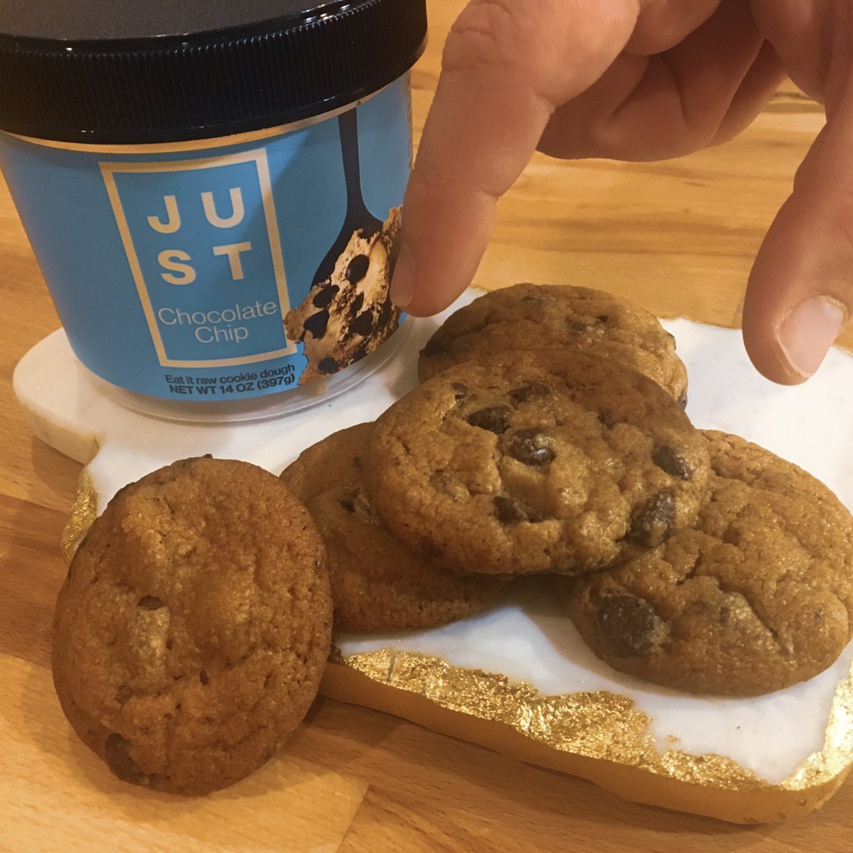 AForkfulLife's tweet photo. These @justforall #chocolate #chip #cookies are bomb. Husband approved! #vegancookies #plantbased #dessert https://t.co/IhXCt9JvZY