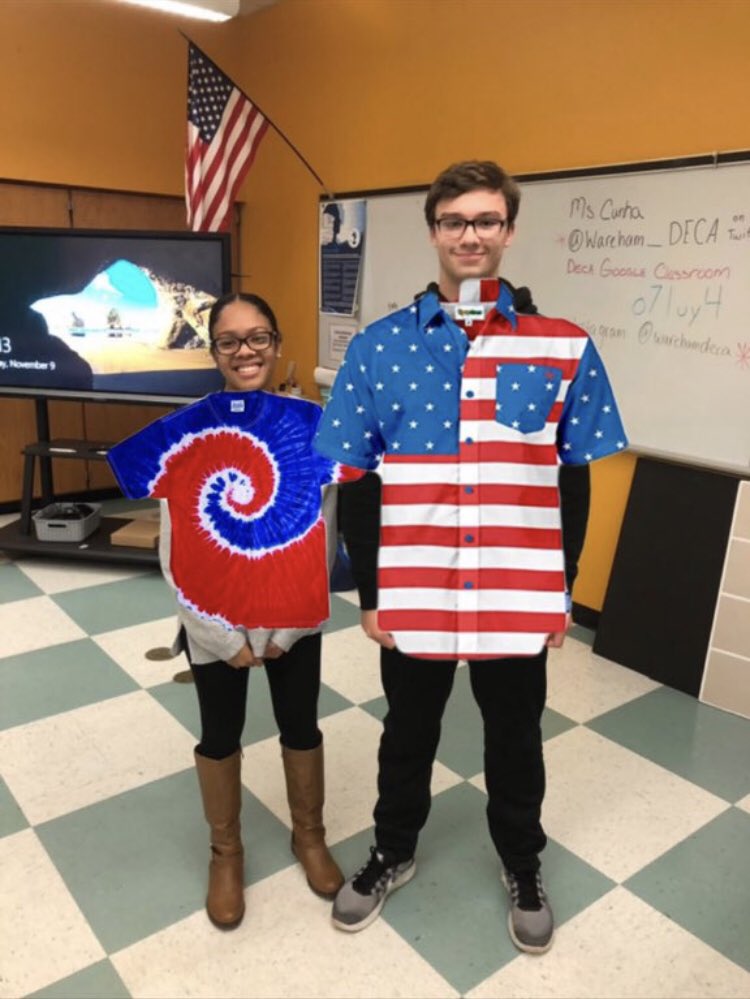 Day 8: Take a pic wearing Red White and Blue! 😬 #WHSDECAMonth2k18 @Wareham_Deca @jasmineblaxk