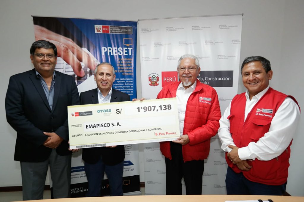 OtassPeru's tweet photo. #Emapisco mejorará su gestión operativa y comercial con la adquisición de equipos de cómputo, así como equipamiento para detectar fugas y reparar redes. También adquirirá e instalará medidores.  #AcciónDeFortalecimiento #EPSsostenibles https://t.co/UJeyOME8HC