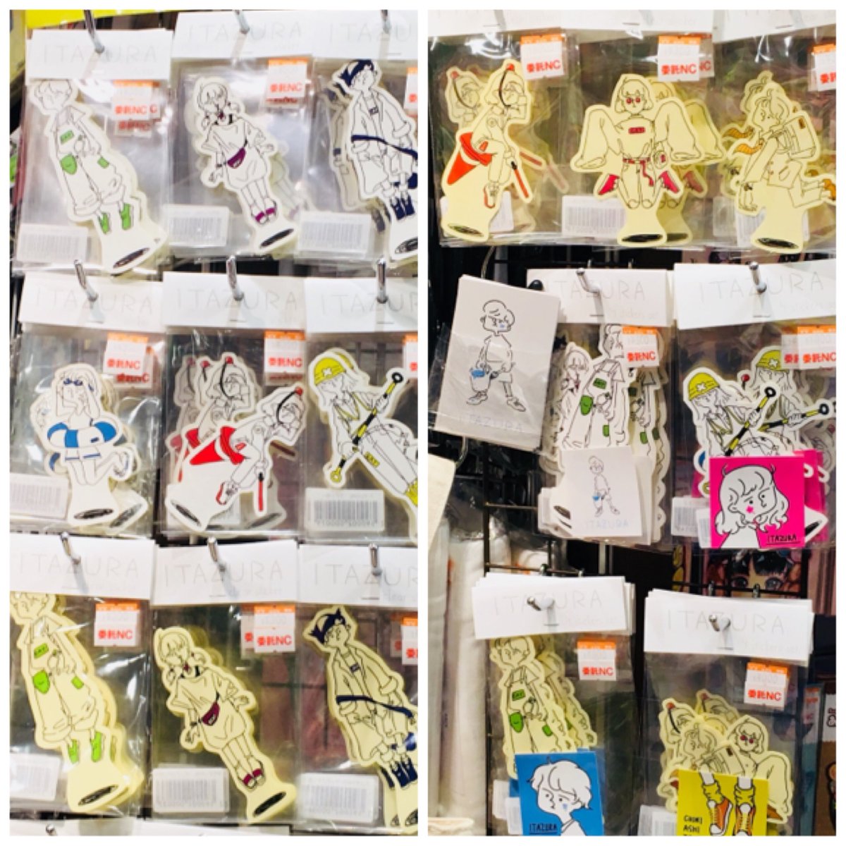 ヴィレッジヴァンガードﾙﾐﾈｴｽﾄ新宿店 New イラストレーター Itazura さん グッズのお取扱いが始まりましたーっ ステッカー アクキー 缶バッジ トート 地に足つかずふわふわした子たちが とってもかわいい ٩ ๑ ᴗ ๑ ۶ ステッカーは白と