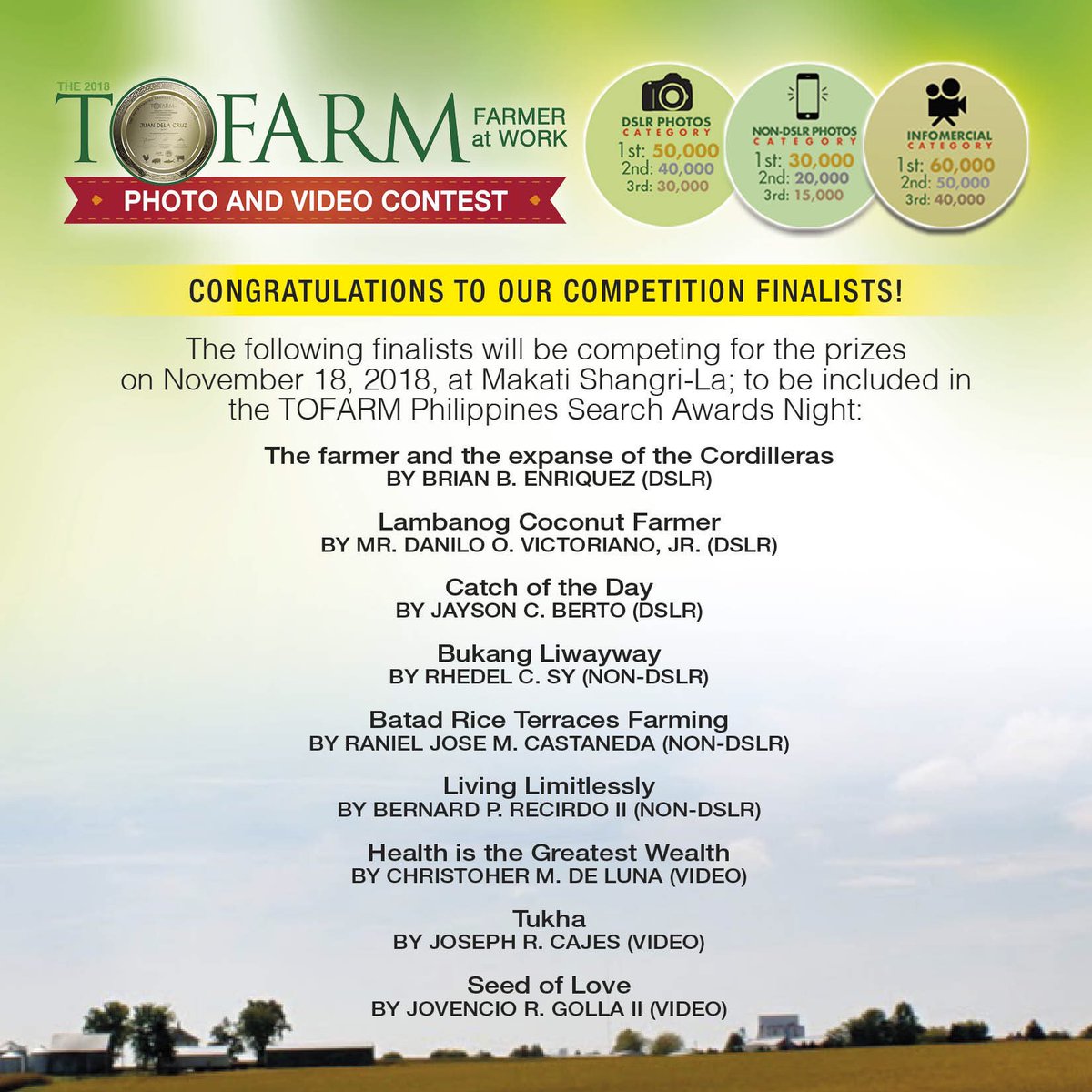 tofarmphils's tweet photo. We will be sending our thanks and appreciation to all entry senders today.  For the finalists, congratulations and see you on the 18th! Please standby for our emails. :-). 

#tofarm #tofarm2018 #tofarmphotovideo https://t.co/DjsoqRnPMO