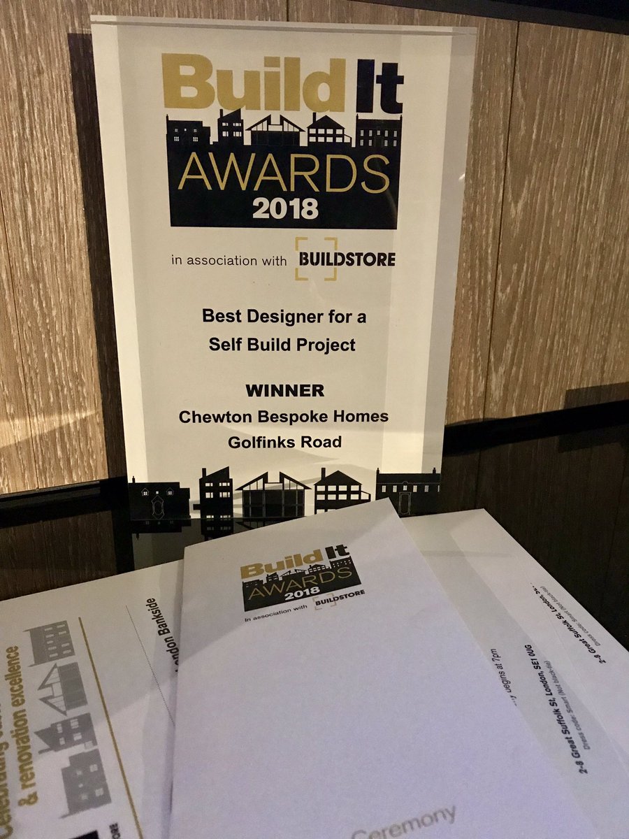 We had a fabulous night at the #BuildItAwards . Lovely to meet so many people passionate about the Self Build industry. Icing on the cake for us was this Award . #winner ! So Proud of our team 🏆