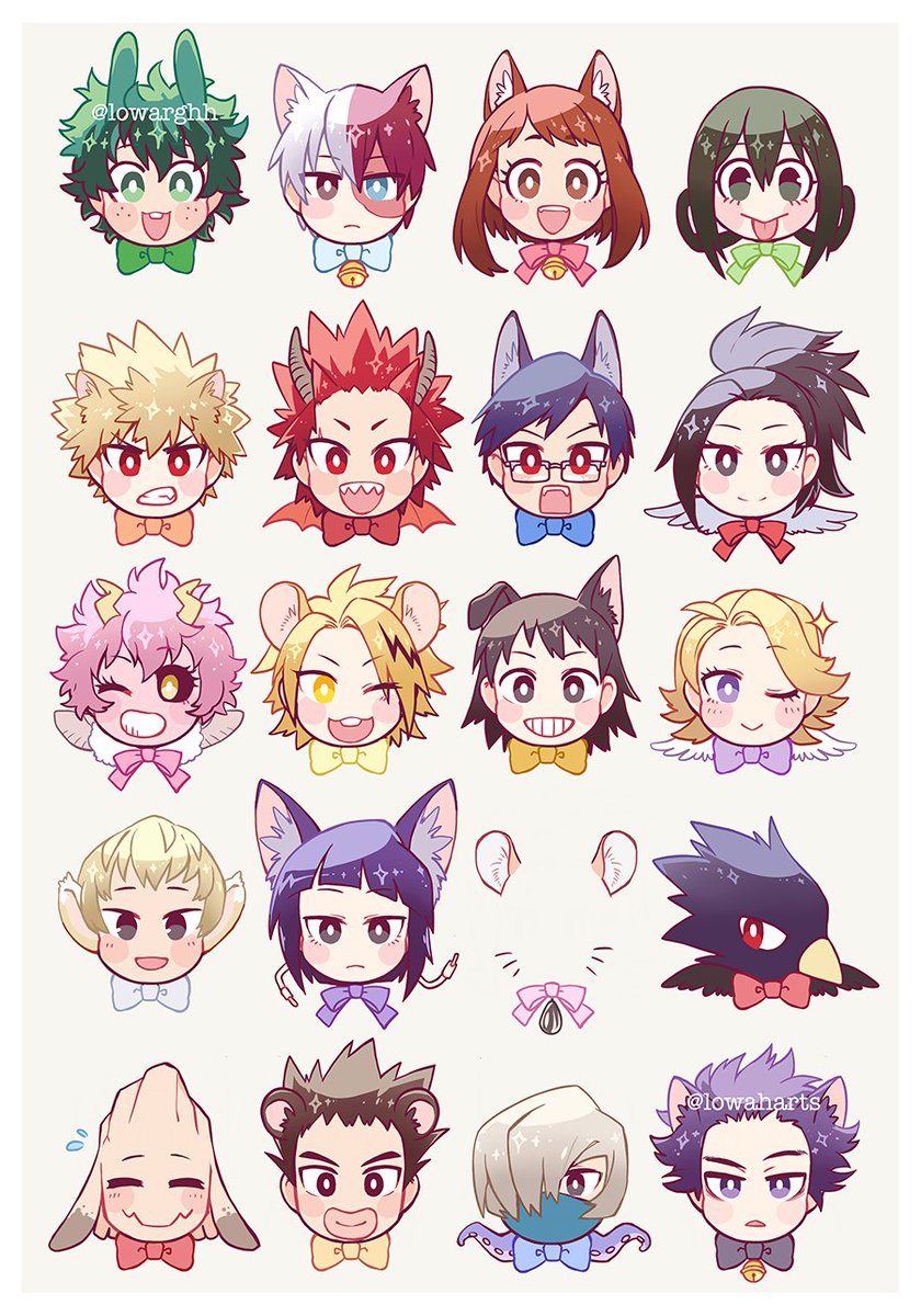 Lowarghh's tweet image. [mha] if i really put my mind to it i can somehow crap out 20 chibi heads in a day