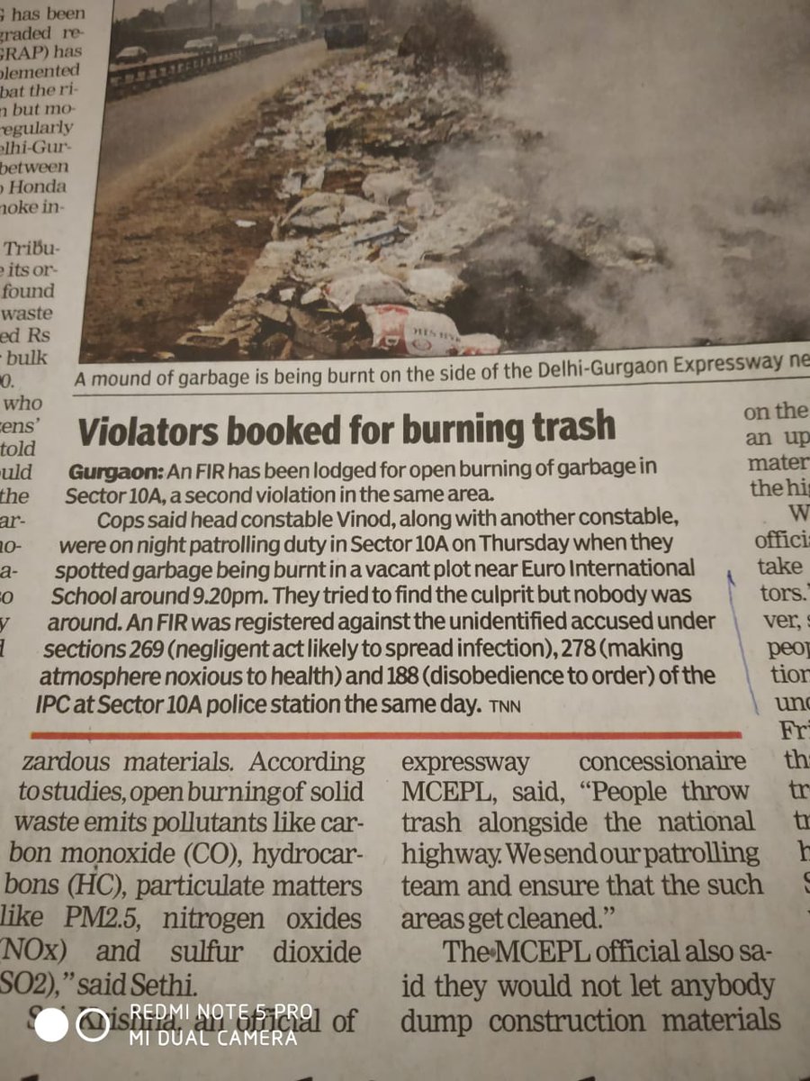 @MunCorpGurugram @DC_Gurugram Good job.More such enforcement of law necessary to stop garbage burning.#stopgarbageburning @cleanAirGurgaon