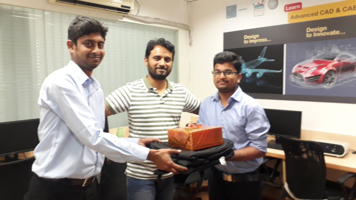 DesignTech_CAD's tweet photo. Congratulations to Gokulaselvan Anandhan !!!
First Prize winner of DesignTech CAD Academy #Bangalore centre Gokulaselvan Anandhan receiving his award.
#First #prize #WINNER #DesignTech_CAD #Academy #3D #Diwali #Contest #winners #3DDiwaliContest2018 #Winner #Contest2018 https://t.co/c7VZ2hSFrH