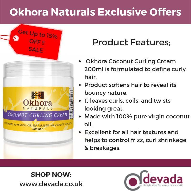 DevadaProducts's tweet photo. Devada lifestyle store brings to you exclusive offers on Okhora Naturals product range.
Get Up to 15% OFF! On Items for Sale. Shop now at https://t.co/p5zaMH6Xk1 
 #Haircare #curlyhair #OkhoraNauturals  #CoconutCurlingCream  #preventhairloss #lifestylestore #DevadaUK https://t.co/LVeegHFaUn