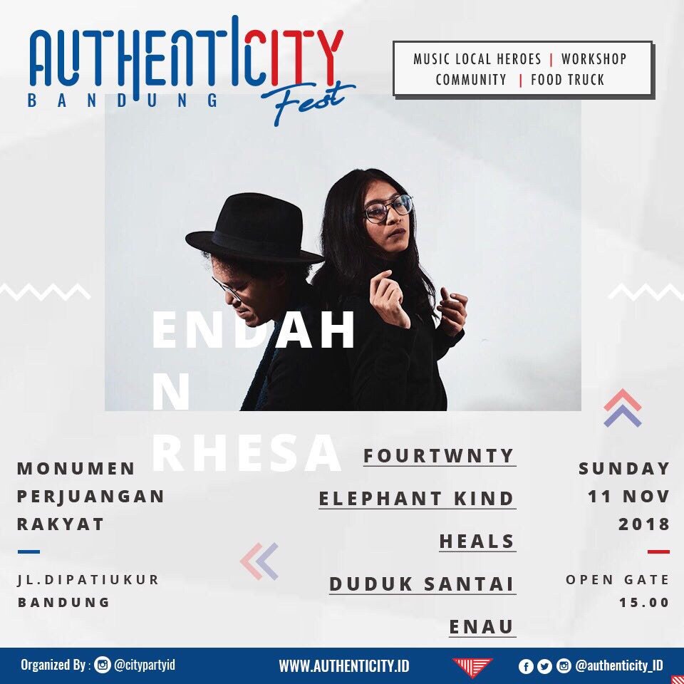 endahNrhesa's tweet image. Saksikan penampilan kami dalam acara Authenticity Fest. Minggu, 11 November 2018, Monumen Perjuangan Rakyat Bandung. Pukul 20.30 WIB. HTM : FREE ENTRY (18+).

@earmerch_ available!!

More info : @authenticityfest @authenticity_id

#earschedule