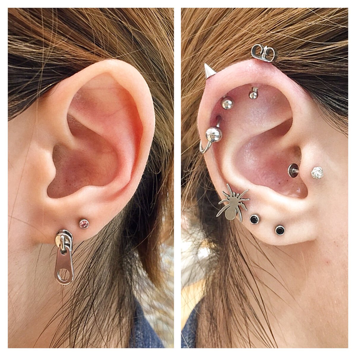 Roque 名古屋店 على تويتر 名古屋モゾにある ロキ名古屋店 を 見に来てくれた お姉さんのお耳を お借りして撮影 ホールの間隔と モチーフボディピアスの バランスがいいーいいー また見に来て下さい ロキ 名古屋 モゾ ボディピアス カラコン 蜘蛛