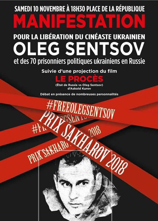 NewDissidents's tweet image. Malgré la pluie, retrouvons-nous ce soir à 18h30, place de la République. Pour Oleg et les autres injustement emprisonnés en Russie. #SaveOlegSentsov