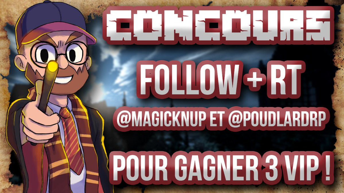 Magicknup's tweet photo. ▶️Concours 🧙‍♂️
RT + FOLLOW @Magicknup et @PoudlardRP pour gagner 3 VIP sur le serveur ! 

⚡️TAS Mercredi 14 Novembre https://t.co/dqebaGaWII