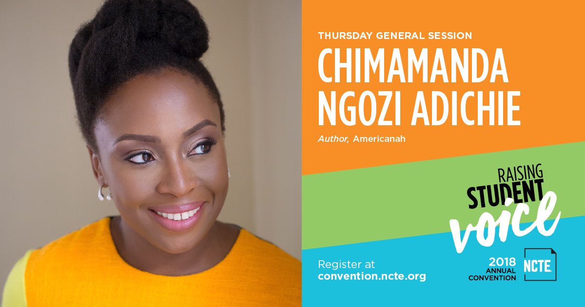 ncte's tweet photo. “The single story creates stereotypes, and the problem with stereotypes is not that they are untrue, but that they are incomplete. They make one story become the only story.” Chimamanda Ngozi Adichie will be our Thursday general session speaker! https://t.co/logk9w299J #NCTE18 https://t.co/pewkMTLgmH